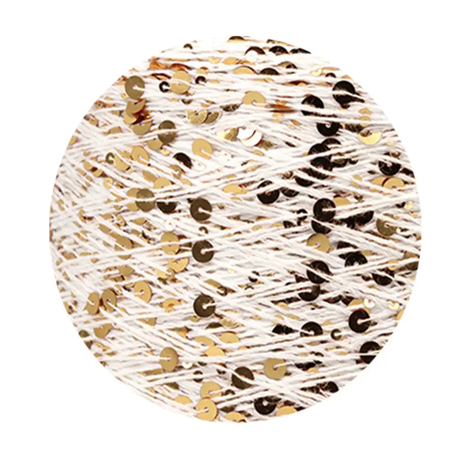 50g cotton beaded yarn 3mm +6mm combed fancy size sequin yarn hand knitted yarn wholesale price