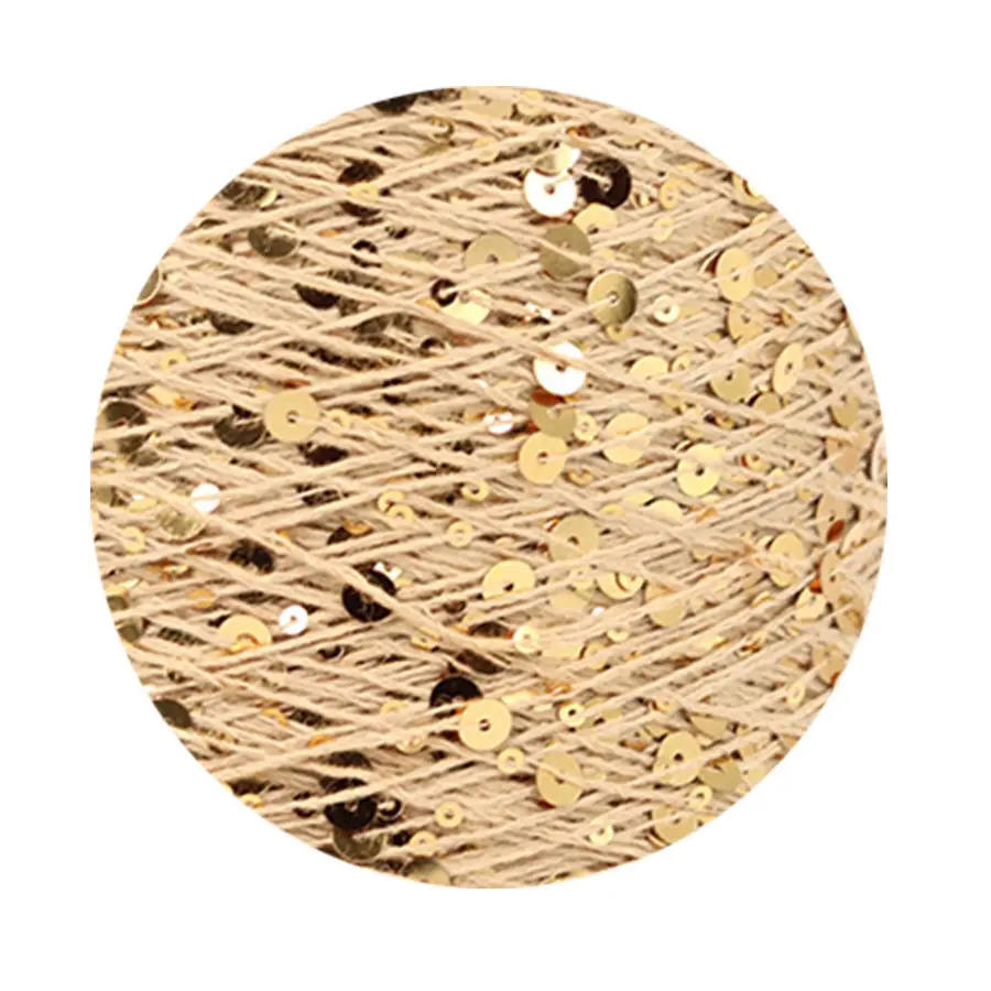 50g cotton beaded yarn 3mm +6mm combed fancy size sequin yarn hand knitted yarn wholesale price