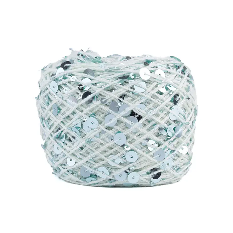50g cotton beaded yarn 3mm +6mm combed fancy size sequin yarn hand knitted yarn wholesale price