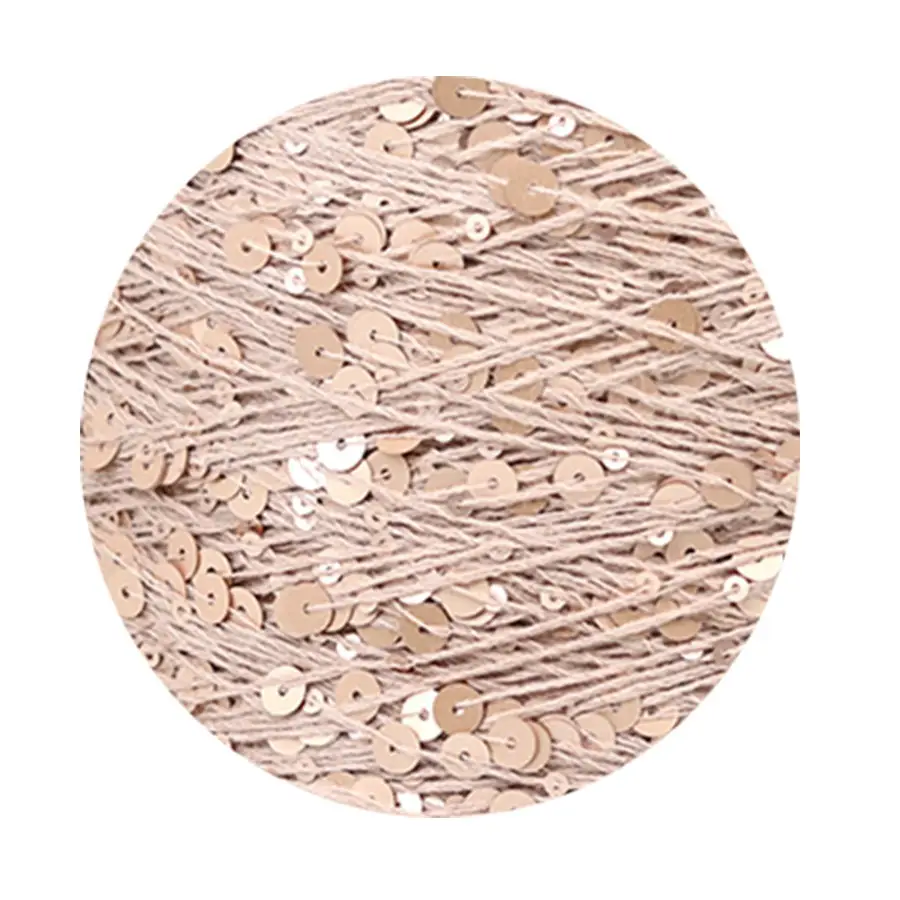50g cotton beaded yarn 3mm +6mm combed fancy size sequin yarn hand knitted yarn wholesale price