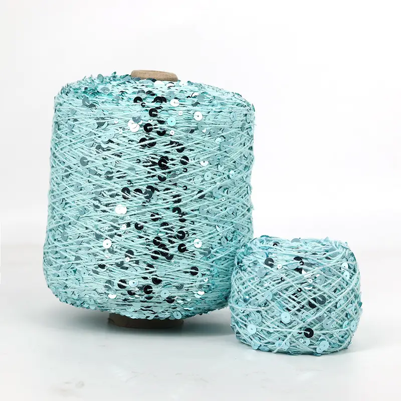 50g cotton beaded yarn 3mm +6mm combed fancy size sequin yarn hand knitted yarn wholesale price