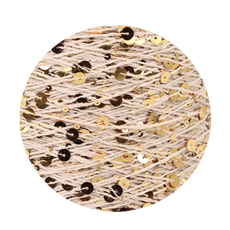 50g cotton beaded yarn 3mm +6mm combed fancy size sequin yarn hand knitted yarn wholesale price