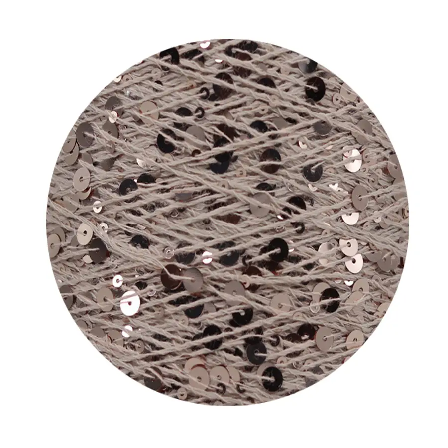 50g cotton beaded yarn 3mm +6mm combed fancy size sequin yarn hand knitted yarn wholesale price