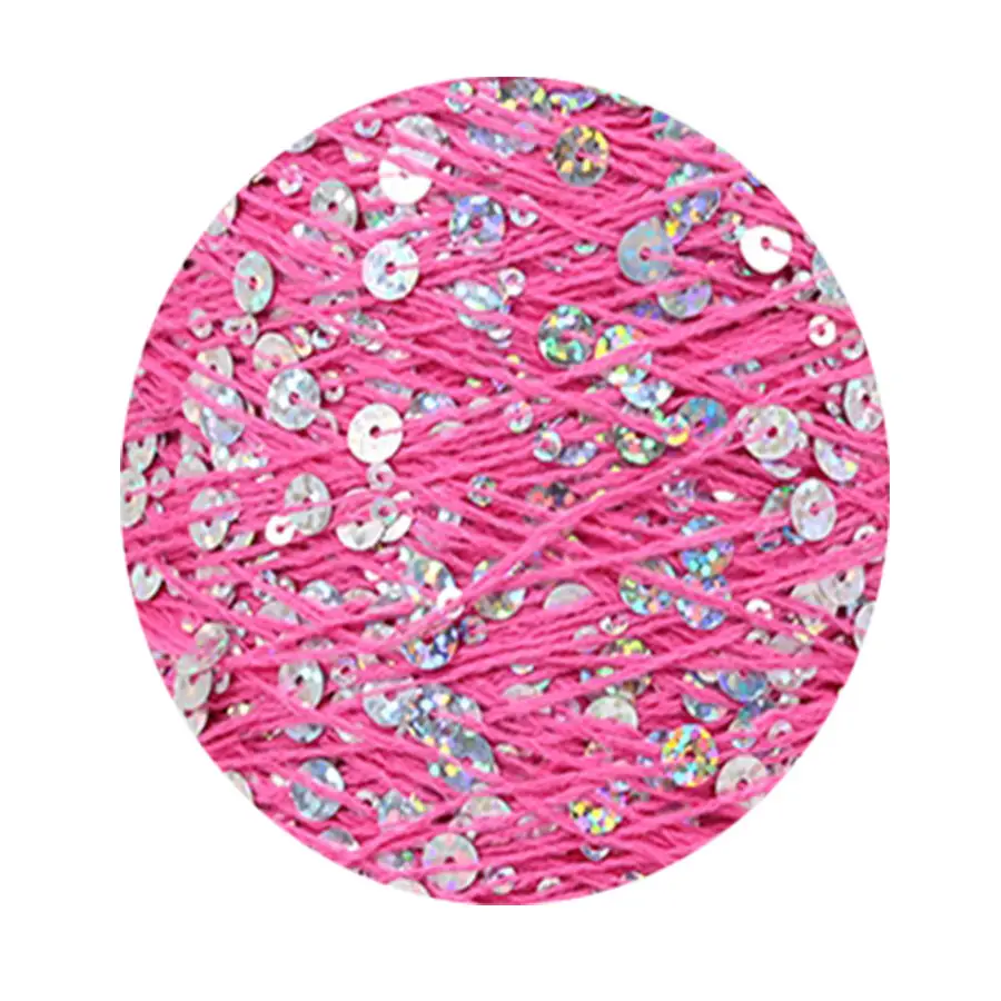 50g cotton beaded yarn 3mm +6mm combed fancy size sequin yarn hand knitted yarn wholesale price