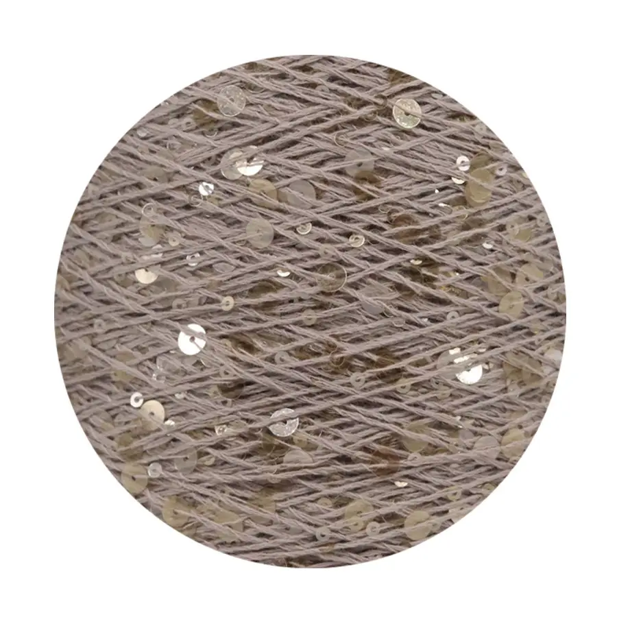 50g cotton beaded yarn 3mm +6mm combed fancy size sequin yarn hand knitted yarn wholesale price