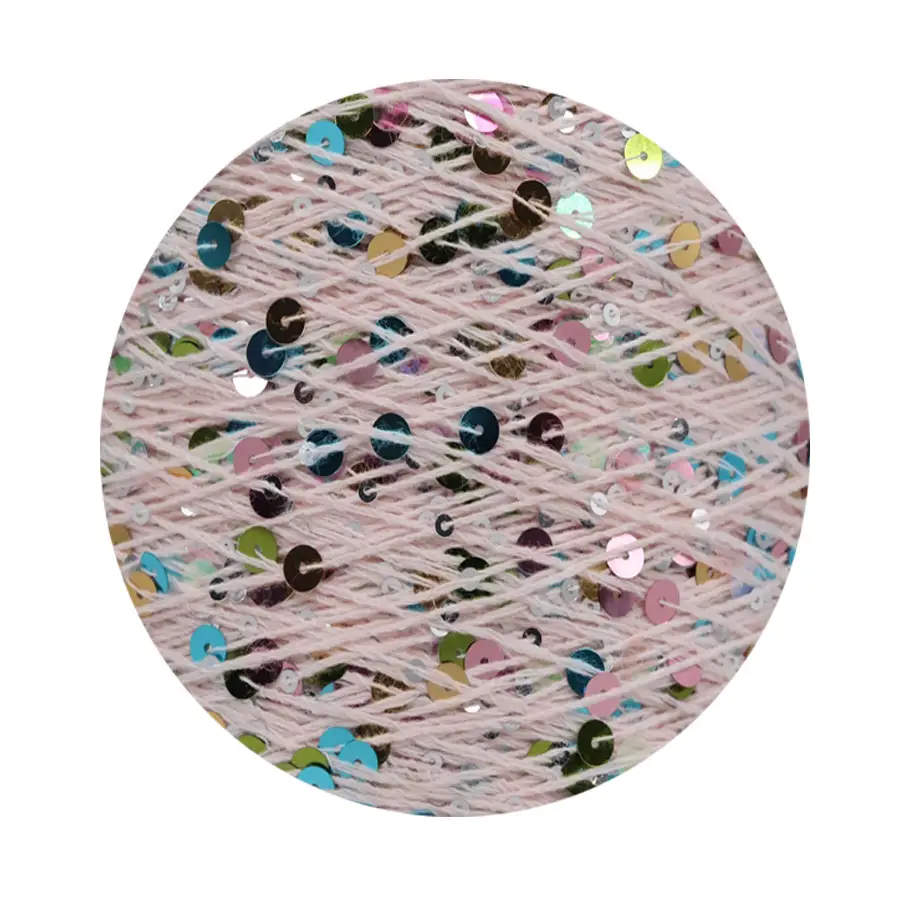 50g cotton beaded yarn 3mm +6mm combed fancy size sequin yarn hand knitted yarn wholesale price