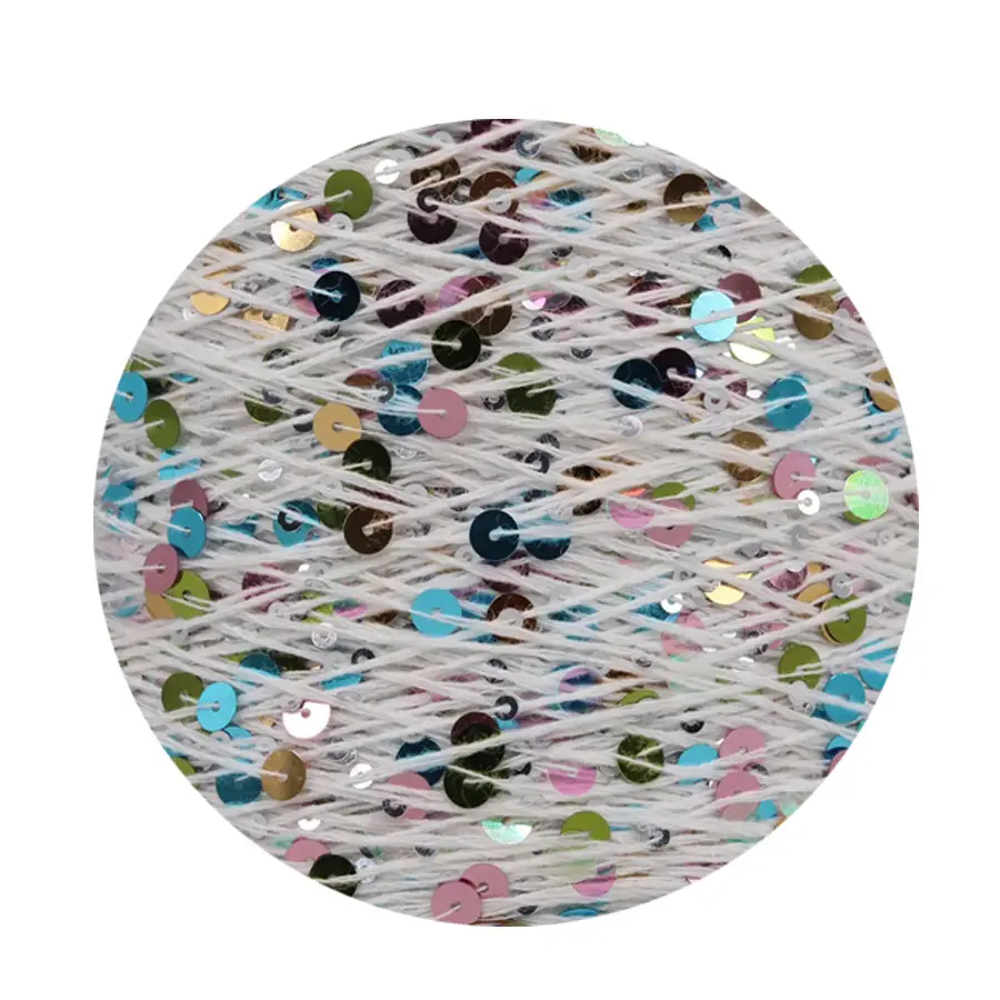 50g cotton beaded yarn 3mm +6mm combed fancy size sequin yarn hand knitted yarn wholesale price
