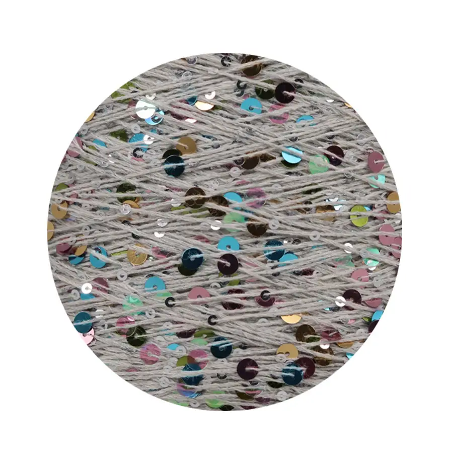 50g cotton beaded yarn 3mm +6mm combed fancy size sequin yarn hand knitted yarn wholesale price