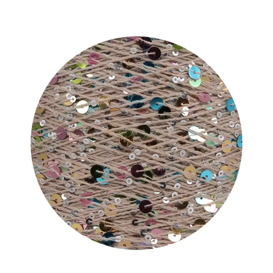 50g cotton beaded yarn 3mm +6mm combed fancy size sequin yarn hand knitted yarn wholesale price