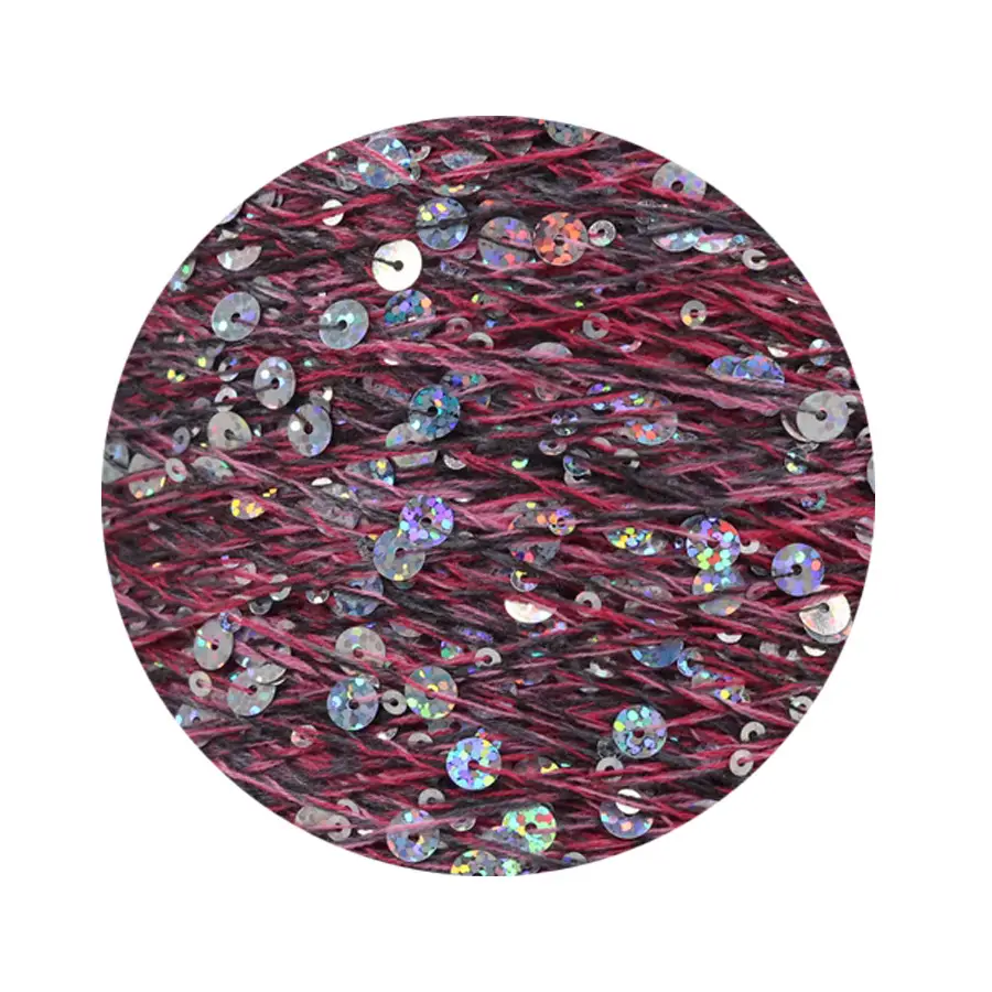 50g cotton beaded yarn 3mm +6mm combed fancy size sequin yarn hand knitted yarn wholesale price