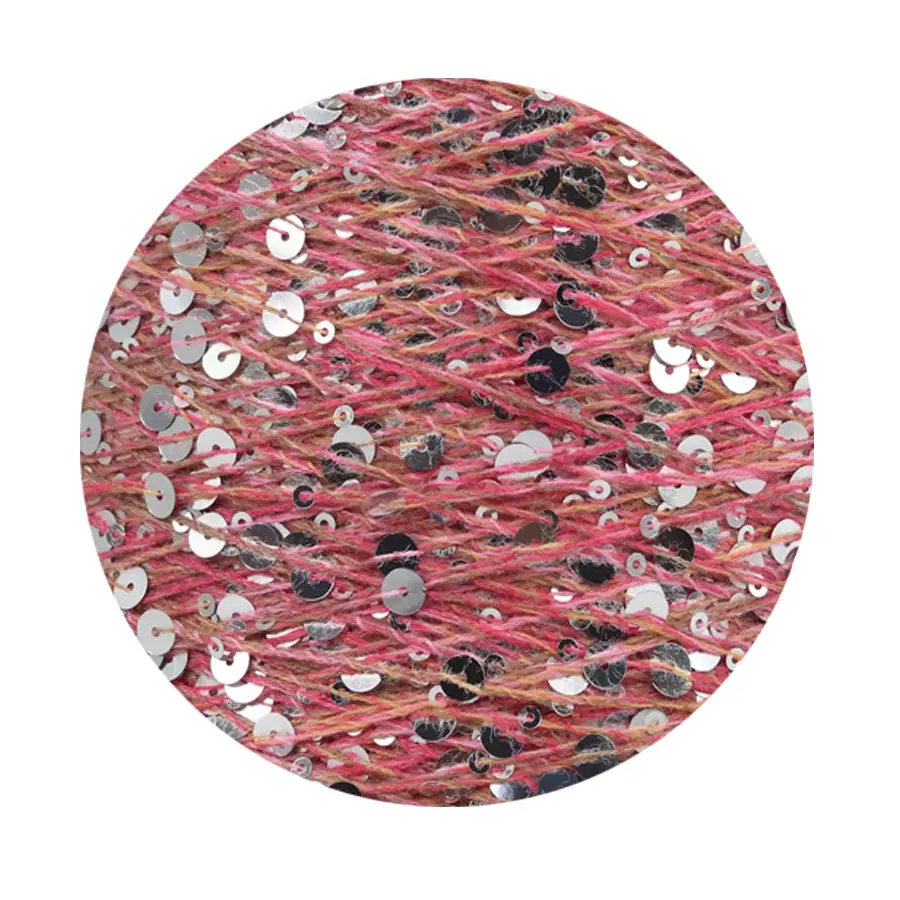 50g cotton beaded yarn 3mm +6mm combed fancy size sequin yarn hand knitted yarn wholesale price