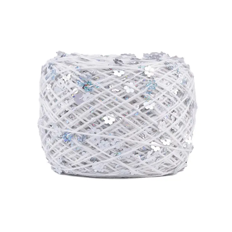 50g cotton beaded yarn 3mm +6mm combed fancy size sequin yarn hand knitted yarn wholesale price