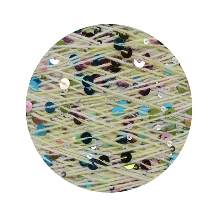 50g cotton beaded yarn 3mm +6mm combed fancy size sequin yarn hand knitted yarn wholesale price