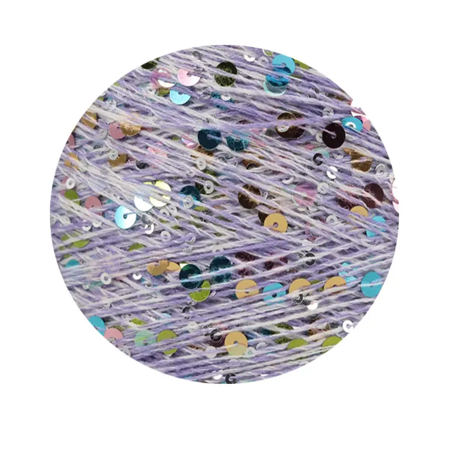 50g cotton beaded yarn 3mm +6mm combed fancy size sequin yarn hand knitted yarn wholesale price