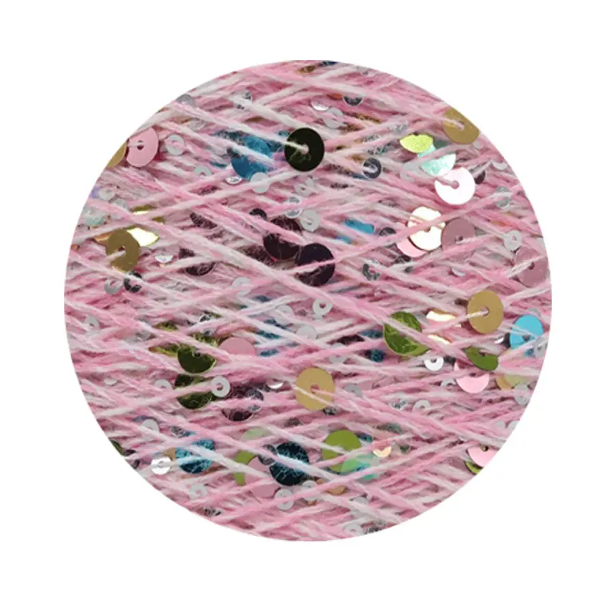 50g cotton beaded yarn 3mm +6mm combed fancy size sequin yarn hand knitted yarn wholesale price