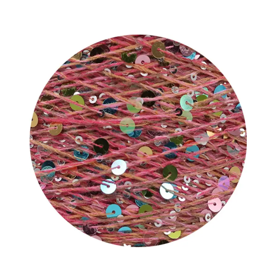 50g cotton beaded yarn 3mm +6mm combed fancy size sequin yarn hand knitted yarn wholesale price