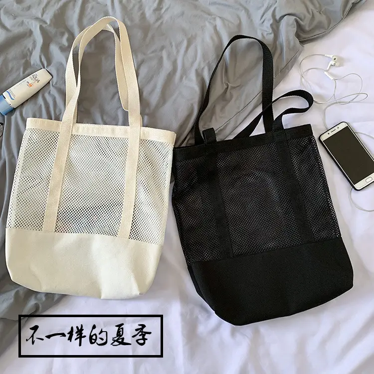 Spring Mesh Handbag Women Canvas Shoulder Bag — feature 1