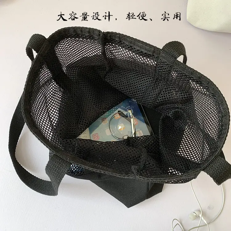 Spring Mesh Handbag Women Canvas Shoulder Bag — feature 11
