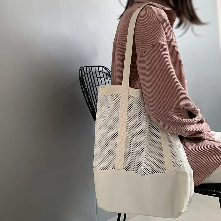 Spring Mesh Handbag Women Canvas Shoulder Bag — feature 2