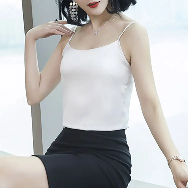 Black Silk V-Neck Inner Top with Red Skirt - Image 14