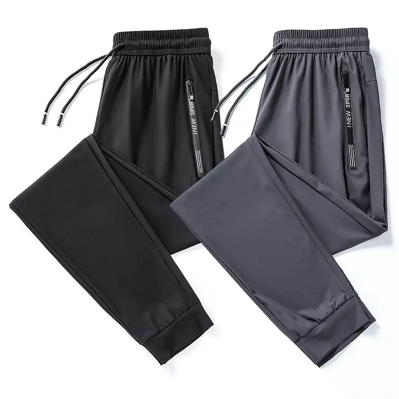 Men Ice Silk Cropped Pants Black Plus Size - Image 6