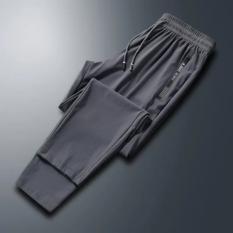 Men Ice Silk Cropped Pants Black Plus Size - Image 2