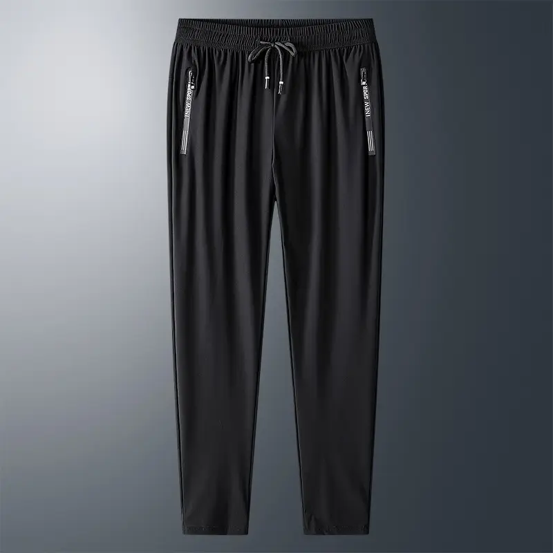 Men Ice Silk Cropped Pants Black Plus Size - Image 4