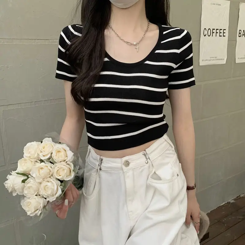 Women Knitted Striped T-Shirt Summer 2025 — feature 13
