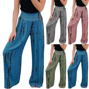 Blue Wide Leg Pleated High Waist Pants for Women — feature 14