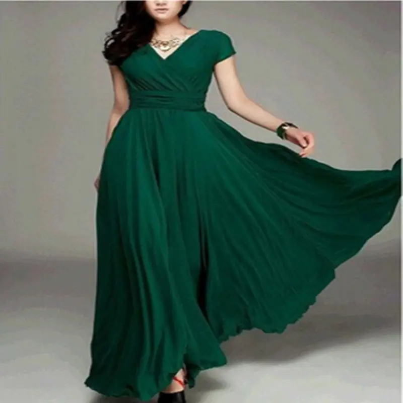 Purple V-Neck Chiffon Maxi Dress for Women - Image 14