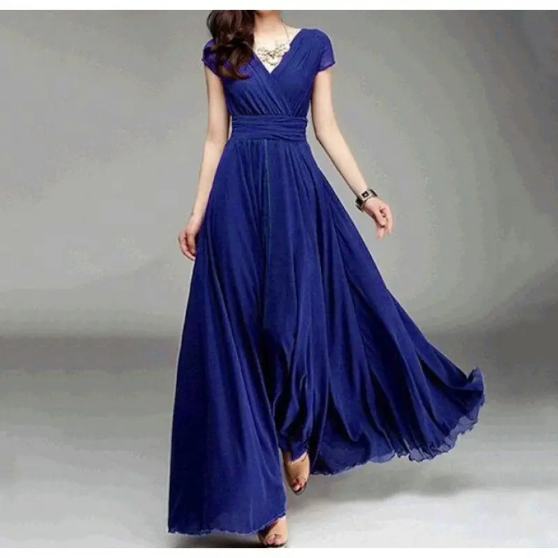 Purple V-Neck Chiffon Maxi Dress for Women - Image 10