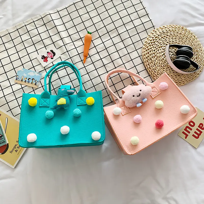 Cute Yellow Fur Ball Handbag for Women - Image 15