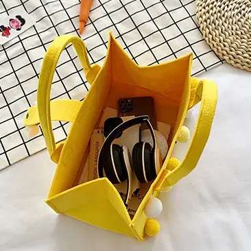 Cute Yellow Fur Ball Handbag for Women - Image 16