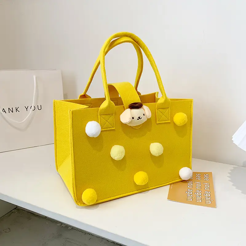 Cute Yellow Fur Ball Handbag for Women - Image 10