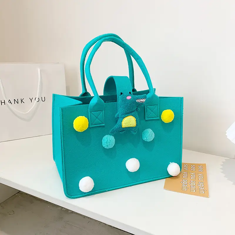 Cute Yellow Fur Ball Handbag for Women - Image 11