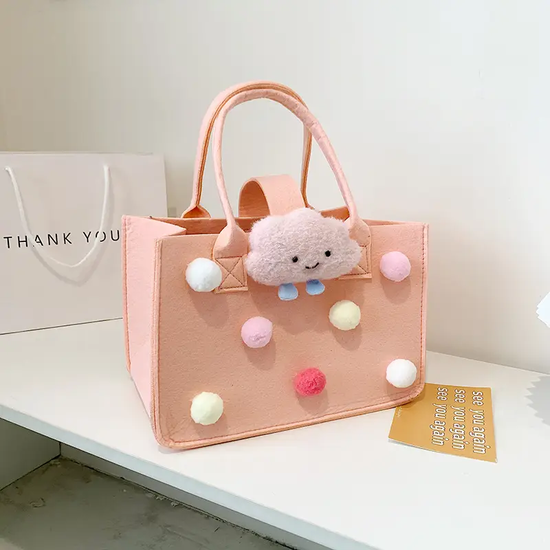 Cute Yellow Fur Ball Handbag for Women - Image 12