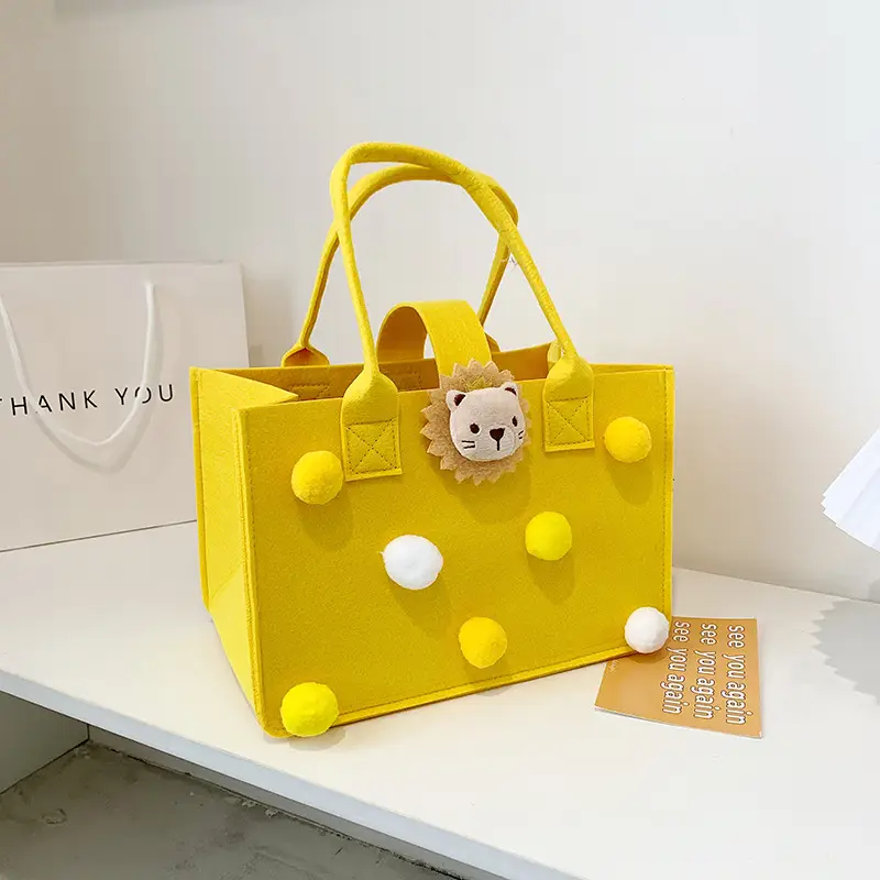 Cute Yellow Fur Ball Handbag for Women - Image 14
