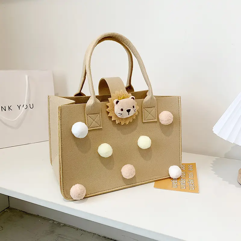 Cute Yellow Fur Ball Handbag for Women - Image 2