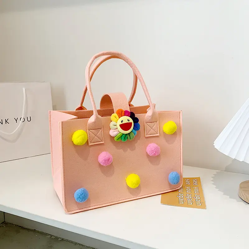 Cute Yellow Fur Ball Handbag for Women - Image 4