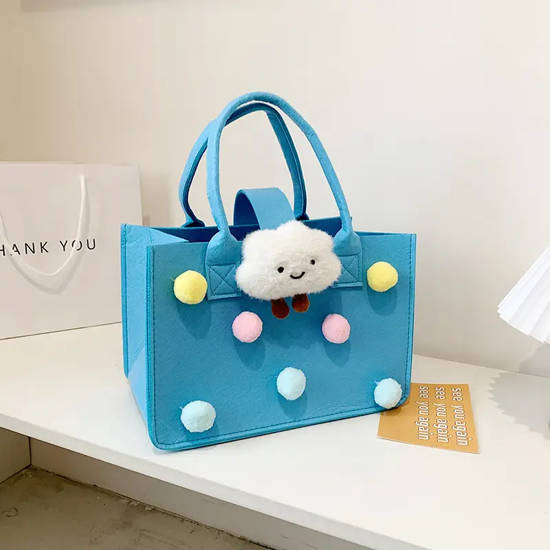 Cute Yellow Fur Ball Handbag for Women - Image 5