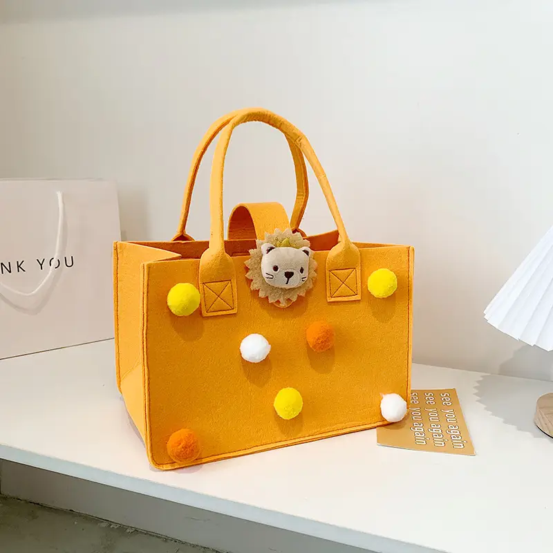 Cute Yellow Fur Ball Handbag for Women - Image 6