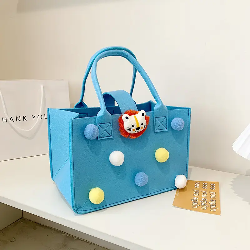 Cute Yellow Fur Ball Handbag for Women - Image 8