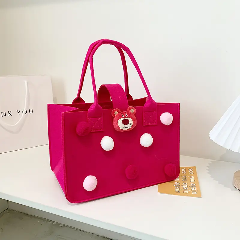 Cute Yellow Fur Ball Handbag for Women - Image 9