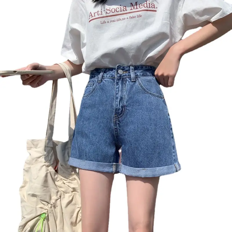 Women Denim Shorts Black Summer Loose Slimming Casual