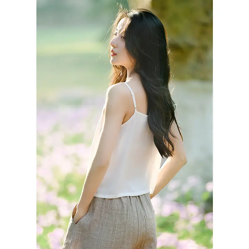 Women's White Long Sleeve V-Neck Vest Summer Wear - Image 4