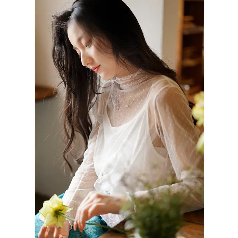 Women's White Long Sleeve V-Neck Vest Summer Wear — feature 1