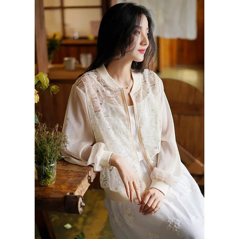 Women's White Long Sleeve V-Neck Vest Summer Wear — feature 2