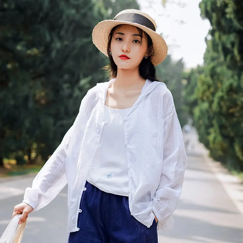 Women's White Long Sleeve V-Neck Vest Summer Wear — feature 4