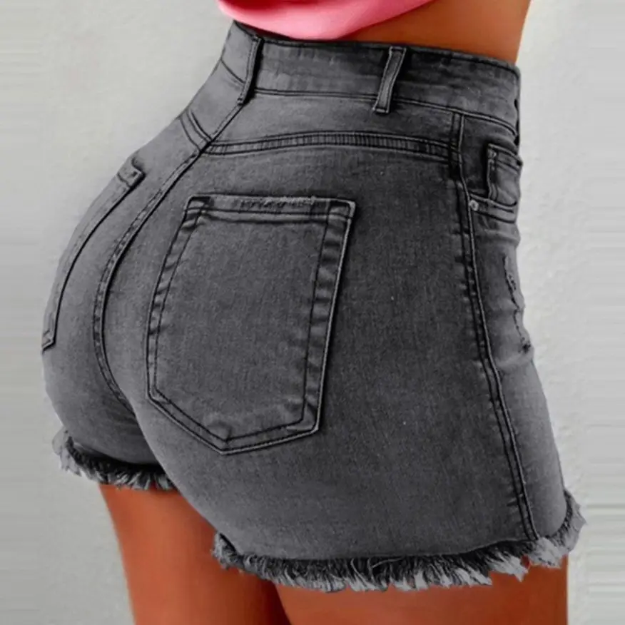 Women Denim Shorts Stretch Slim Blue Wash - Image 5