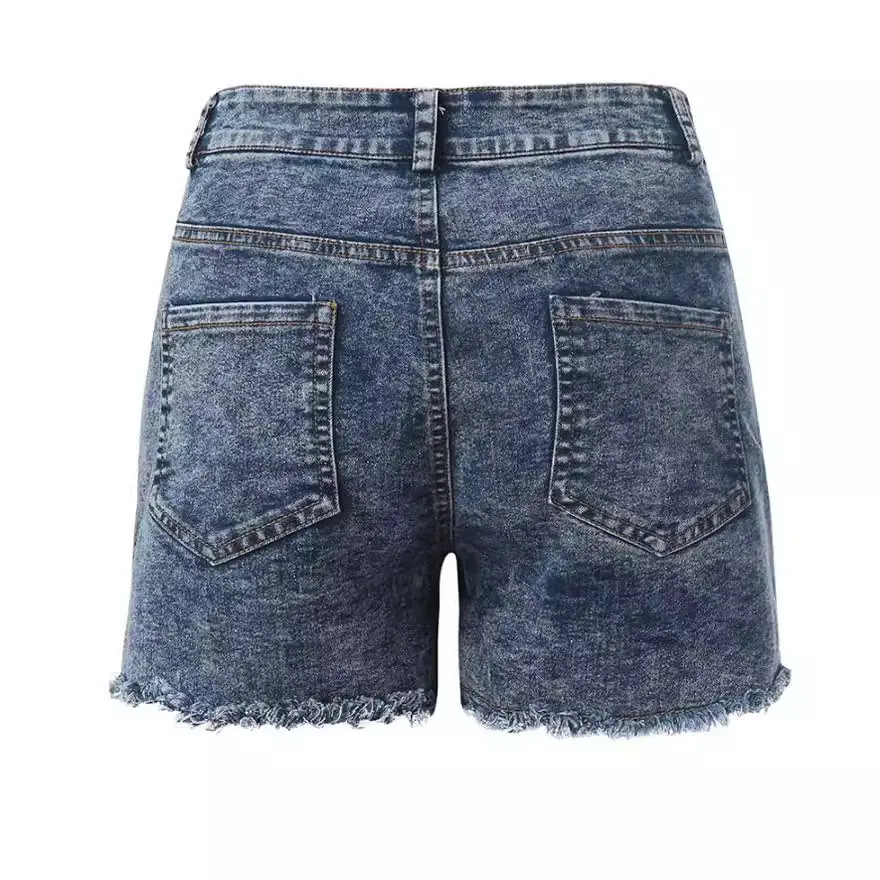 Women Denim Shorts Stretch Slim Blue Wash - Image 7